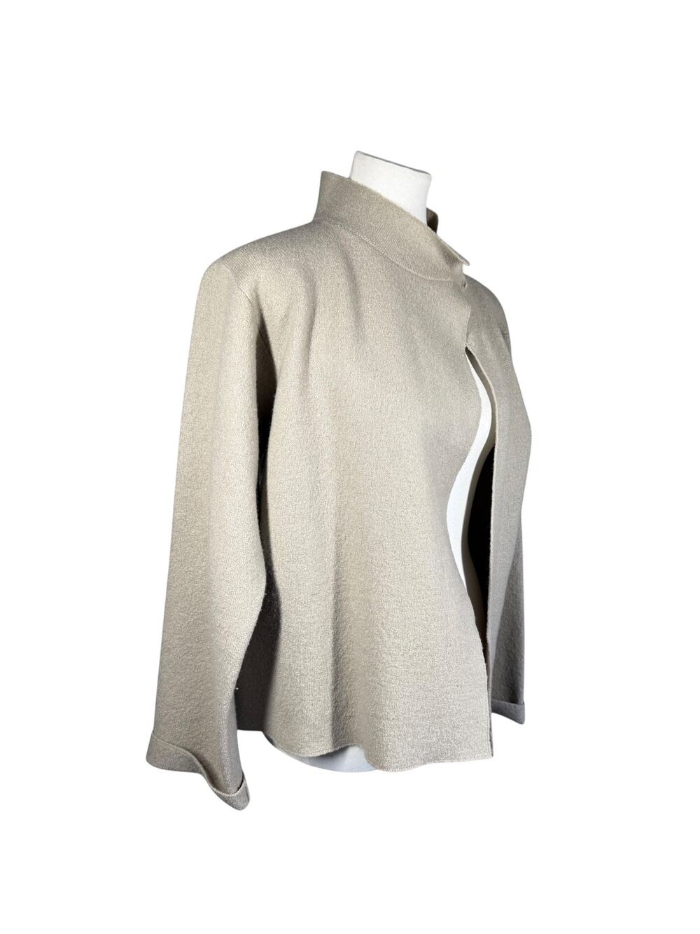 Herman Geist Vintage 100% Wool Tan Cardigan Sweater Jacket Women's Small